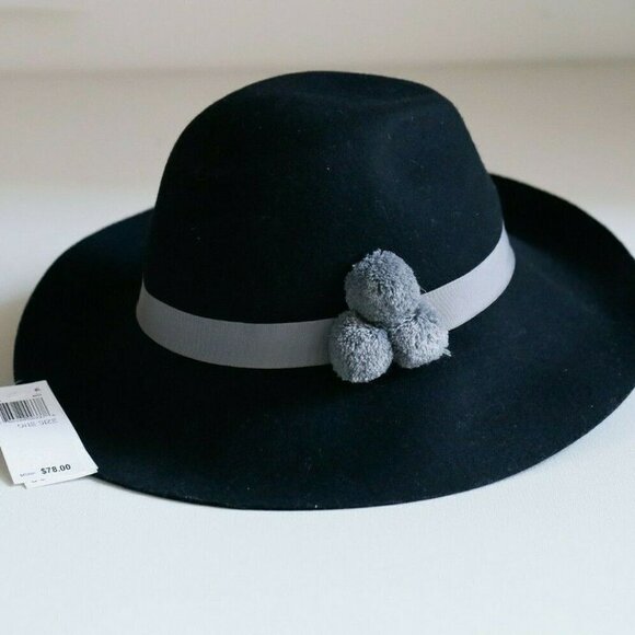 August Hat Company Black Wool Hat w Grey Pom Poms main image 4